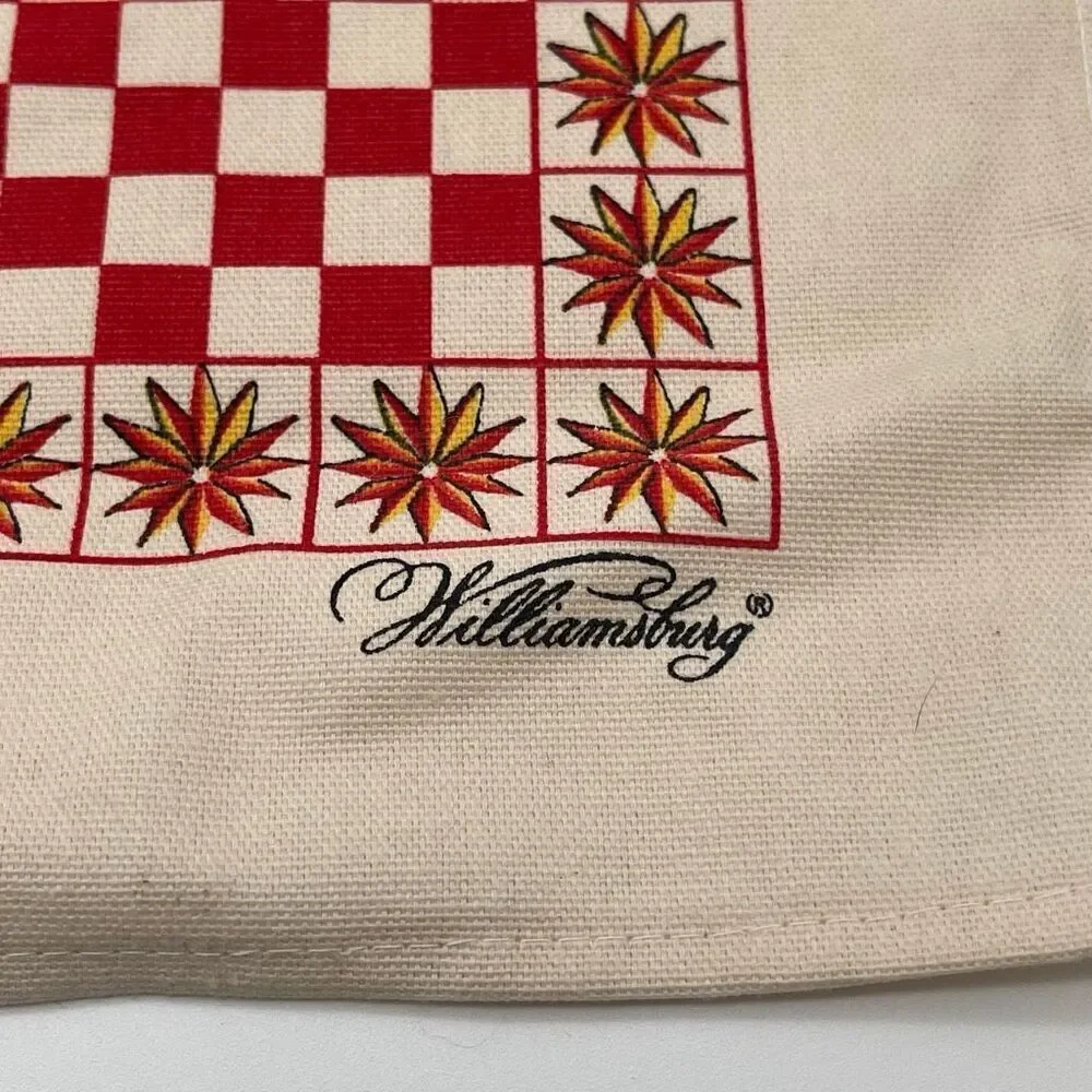 WILLIAMSBURG Kitchen Towel Red‎ White One Size Checkered Squares Print Handwoven